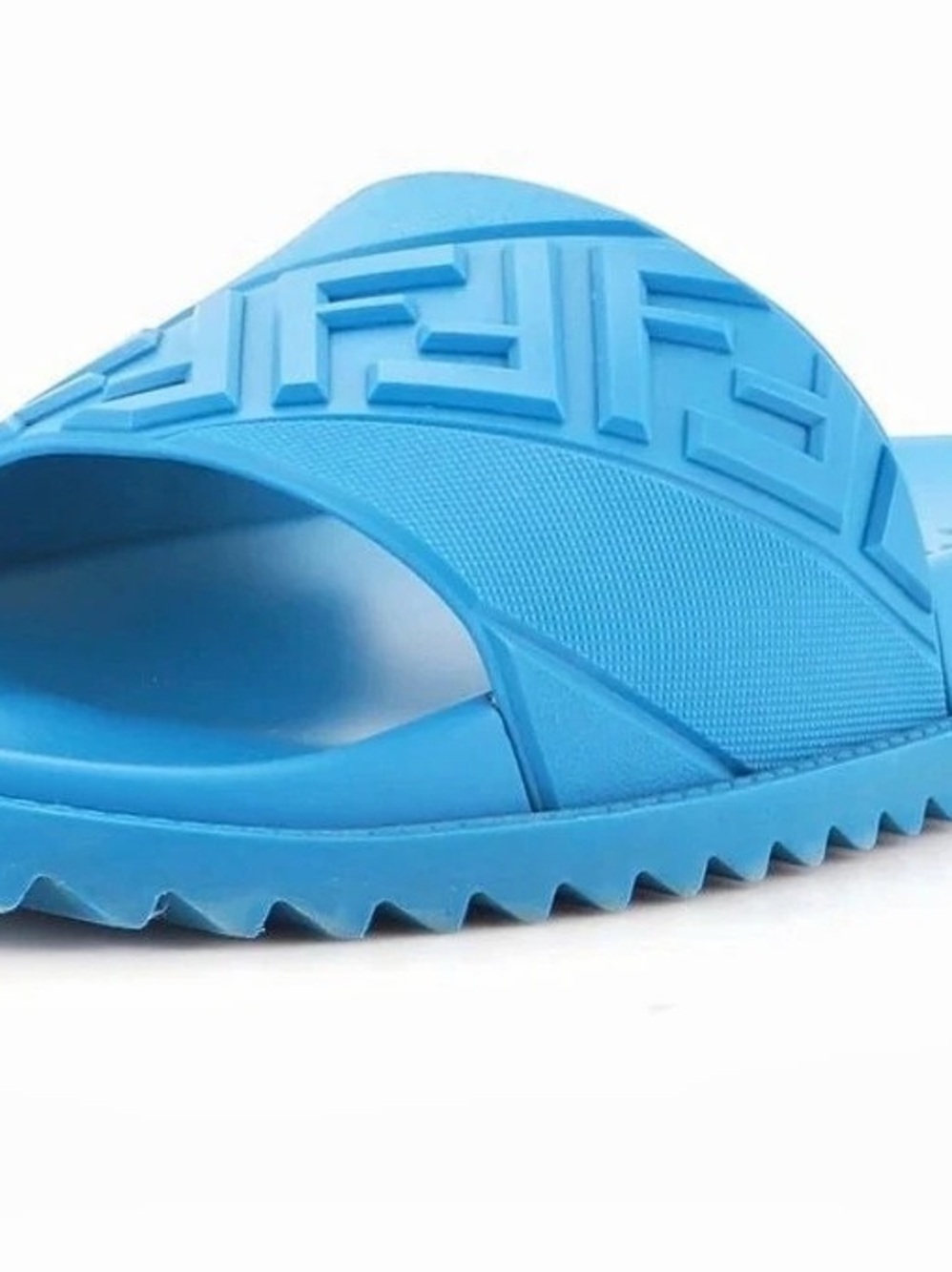 Fendi Embossed FF Motif Rubber Slides Blue